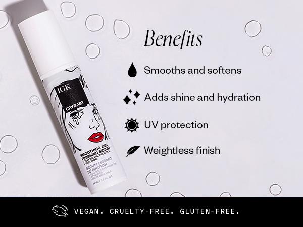 IGK CRYBABY Smoothing & Finishing Serum | High Shine + Frizz Control + Lightweight + UV Protection | Haircare | Vegan + Cruelty Free | 44ml | 1.5 oz
