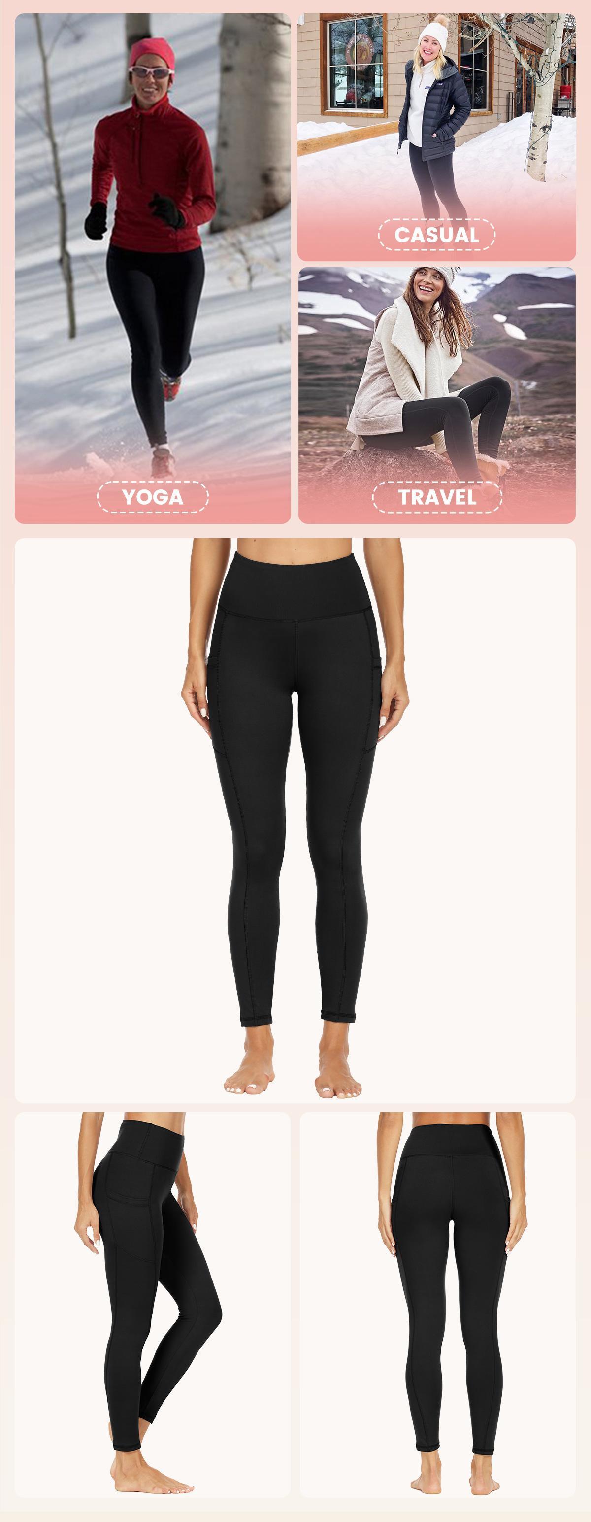 SHOWITTY Women's High Waisted 1/3 Pack Fleece Lined Leggings with Pockets – Thermal Warm Yoga Pants for Winter Workout & Everyday Wear