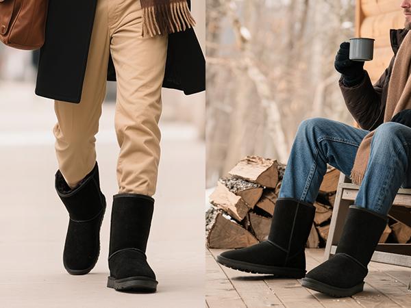 Bruno Marc Men's Winter Boots Cold Weather Outdoor Casual Warm Suede Faux Fur Lining Short Boots