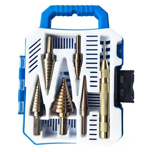 6-Piece Heavy Duty HSS Step Drill Set, Titanium Coated, Includes Center Punch & Storage Case, Fast & Precise Drilling for Metal, Wood & Plastic, Ideal for Auto Repair & Construction,summervibes