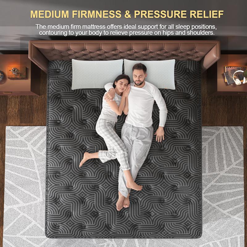 9"12"14" Twin Full Queen King Size Mattress in a Box Hybrid Spring Memory Foam, Medium Firm Ergonomic Mattress Back & Lumbar Support