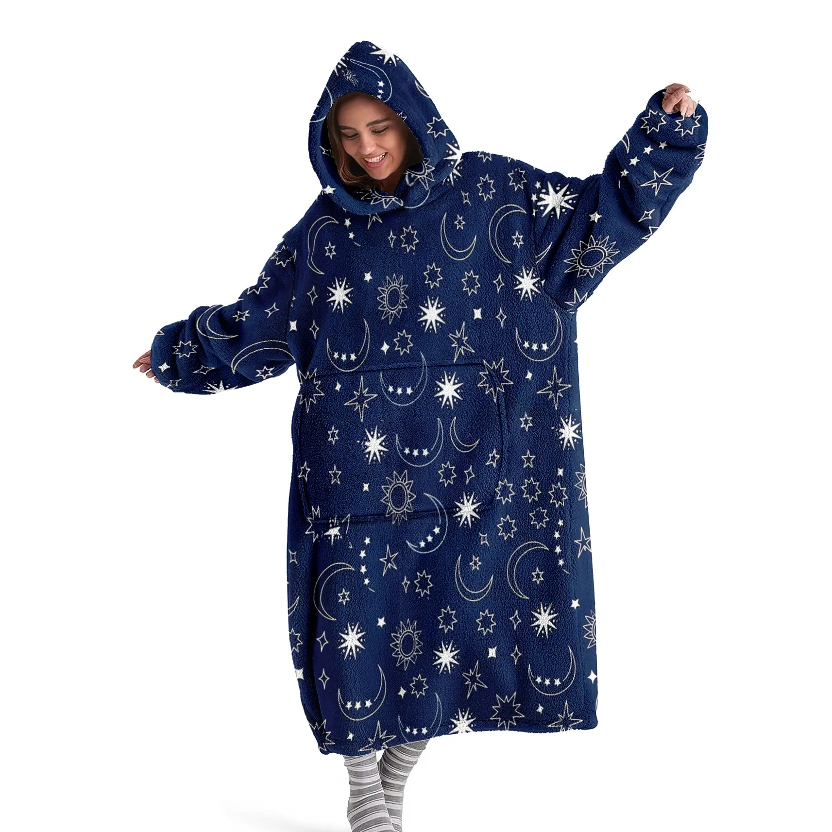 hoodie blanket，Wearable Blanket，Hooded Blanket Sweatshirt, Wearable Vintage Moon Print Blanket, Warm Winter Clothing, Cozy Hooded Blanket, Perfect for Home & Outdoor Travel Gifts，Christmas Gift,Valentine's Day gift