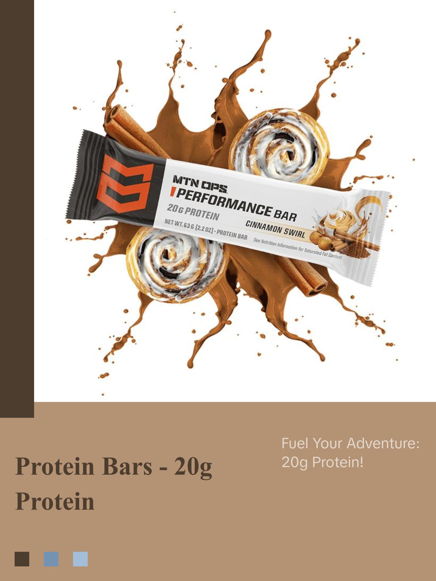 MTN OPS Performance Protein Bars - 20g Whey Protein, 20g Whey Protein Concentrate & Collagen, Low Sugar, Gluten-Free, Adventure-Ready Protein Snack