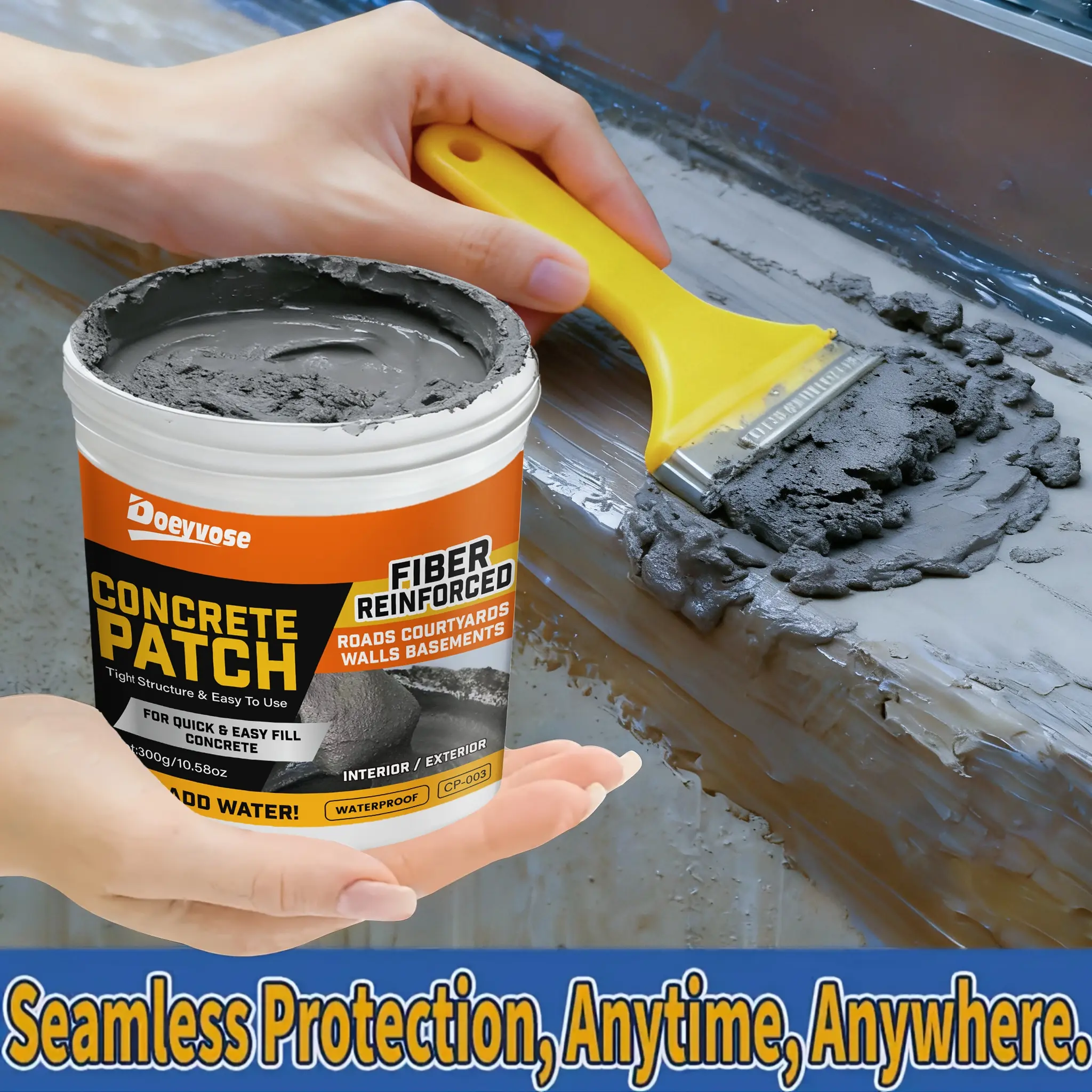 Fast-Drying Waterproof Cement Repair Mortar, High Elastic Anti-Crack, Suitable for Rvs, Roofs, Kitchens, Walls, Floors, Concrete Sealant Waterproof, Concrete Repair Material