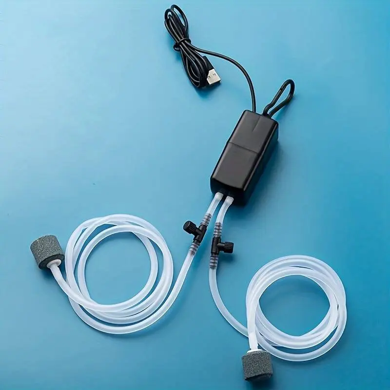 USB Aquarium Dual-port Oxygen Pump, Quiet & Automatic Oxygenator for Fish Tanks, Efficient Mini Oxygenator for Fishing & Aquariums, Aquarium Air Pump, Aquarium Accessories, Aquarium Supplies