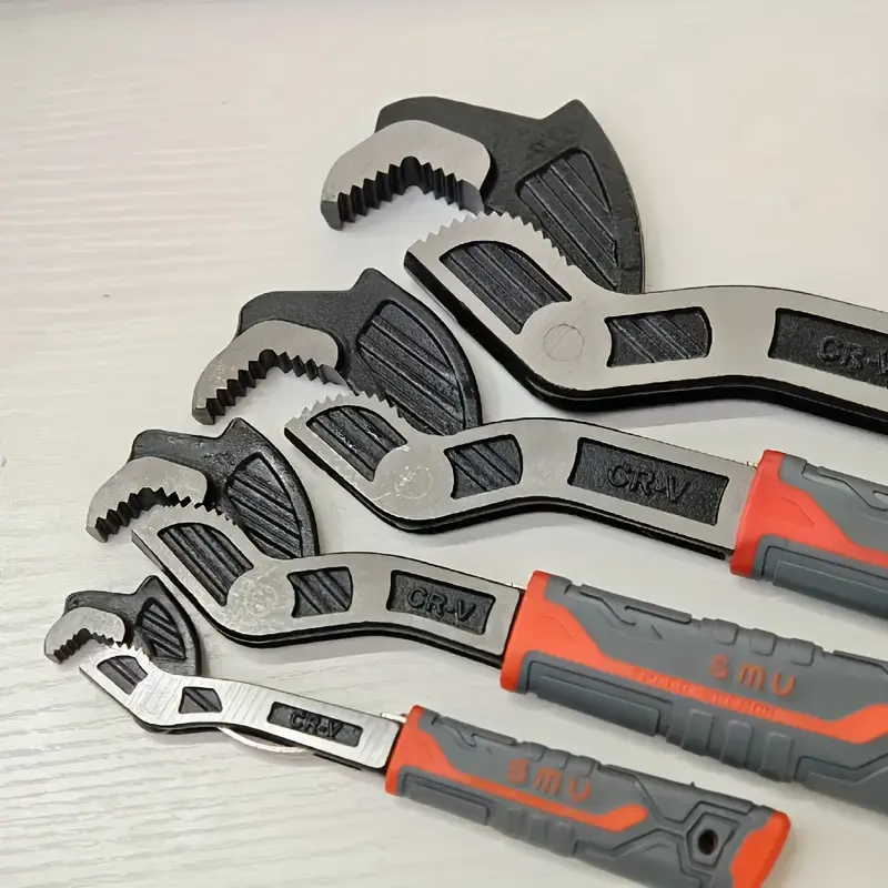 4PCs/2PCs Locking Pliers Wrench Set – Adjustable 6”/8”/10”/12” Self-Locking Pipe Wrench Kit for Plumbing, Automotive & DIY Construction Tools