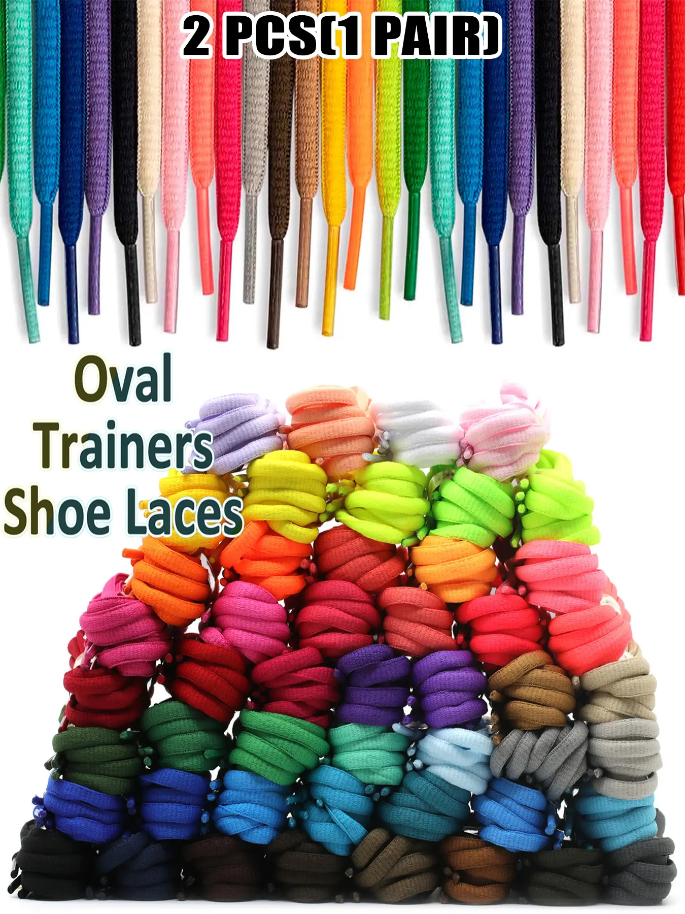 2 Pcs(1 Pair) 0.16 Inch Wide Half Round/oval Shoelaces, Shoe Strings, Footwear Lace, Suitable for Sports Shoes, Running Shoes, Casual Sneakers, Boots