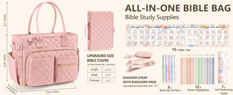 Floe Bible Cover Case Large Tote Bag for Women w/Shoulder Strap, Christmas Christian Gifts for Women