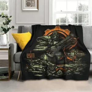 Fallout Wasteland Style Blanket – Vault Dweller’s Cozy Must-Have Nuka-Cola & Power Armor Fallout Blanket ，Retro Game Design, Suitable for Sofa, Bed, Travel, Camping, Living Room, Office Chair