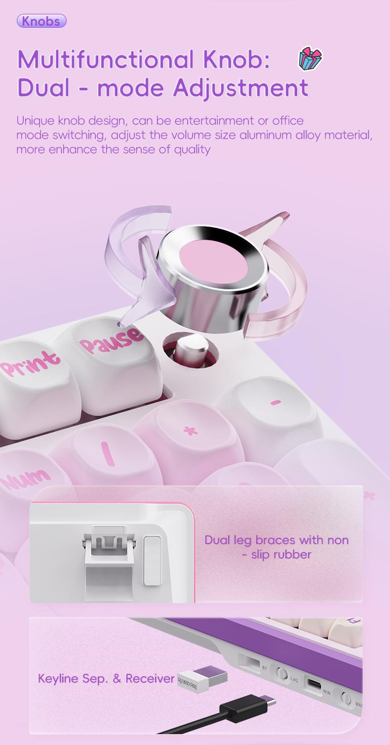 My Little Pony MLP GK01 & MS08 Combo Bluetooth Wireless Dual-mode Pink Silent Keyboard Mouse Set Ergonomic Office Girls Gift for Laptop & Tablet High-value Gaming Peripherals