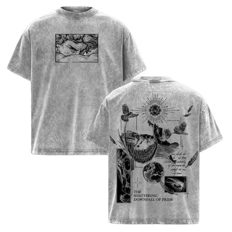 Fallen Angel Eye Vintage Washed T-Shirt | Dark Gothic Angel Graphic Tee