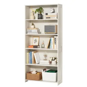 VEVOR 5 Tiers Wide Bookshelf,  , 68 in Wooden Open Bookcase with Display Storage Organizer Shelf, Freestanding Tall Display Floor Bookcase Bookshelf for Library, Bedroom, Living Room, Office, White