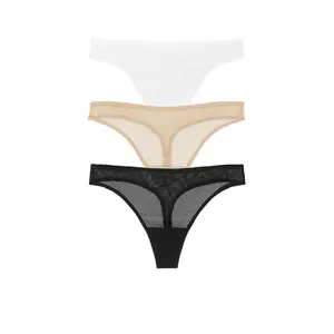 Skarlett Blue Jolie Lacy Thong 3-pack in Black, White and Nylon