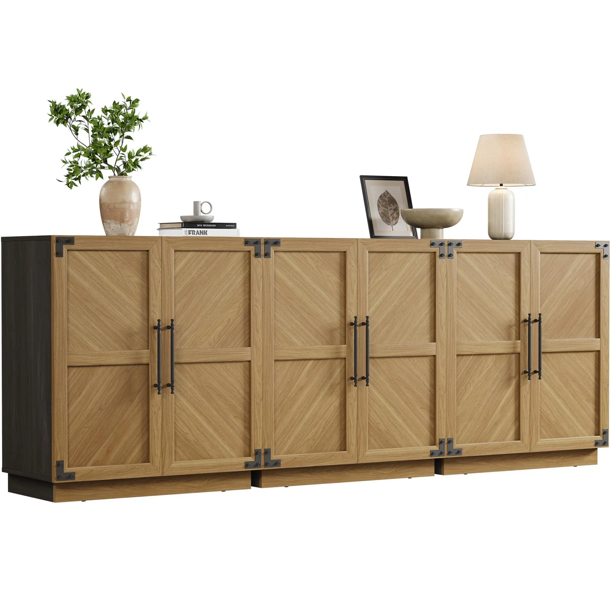 SICOTAS Sideboard Buffet Cabinet with Storage - Modern Farmhouse Credenza with Doors and Adjustable Shelves Fluted Kitchen Buffet Storage Cabinets Coffee Bar Cabinet