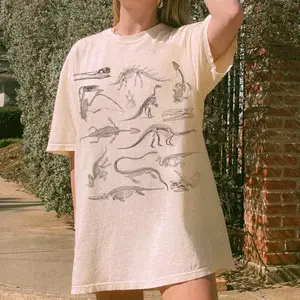 Retro Dinosaur Paleontology Shirt, Vintage 90s Fossil Graphic Tee, Dark Academia Science Gift, Unisex Relaxed T-Shirt Sweatshirt Hoodie QXT