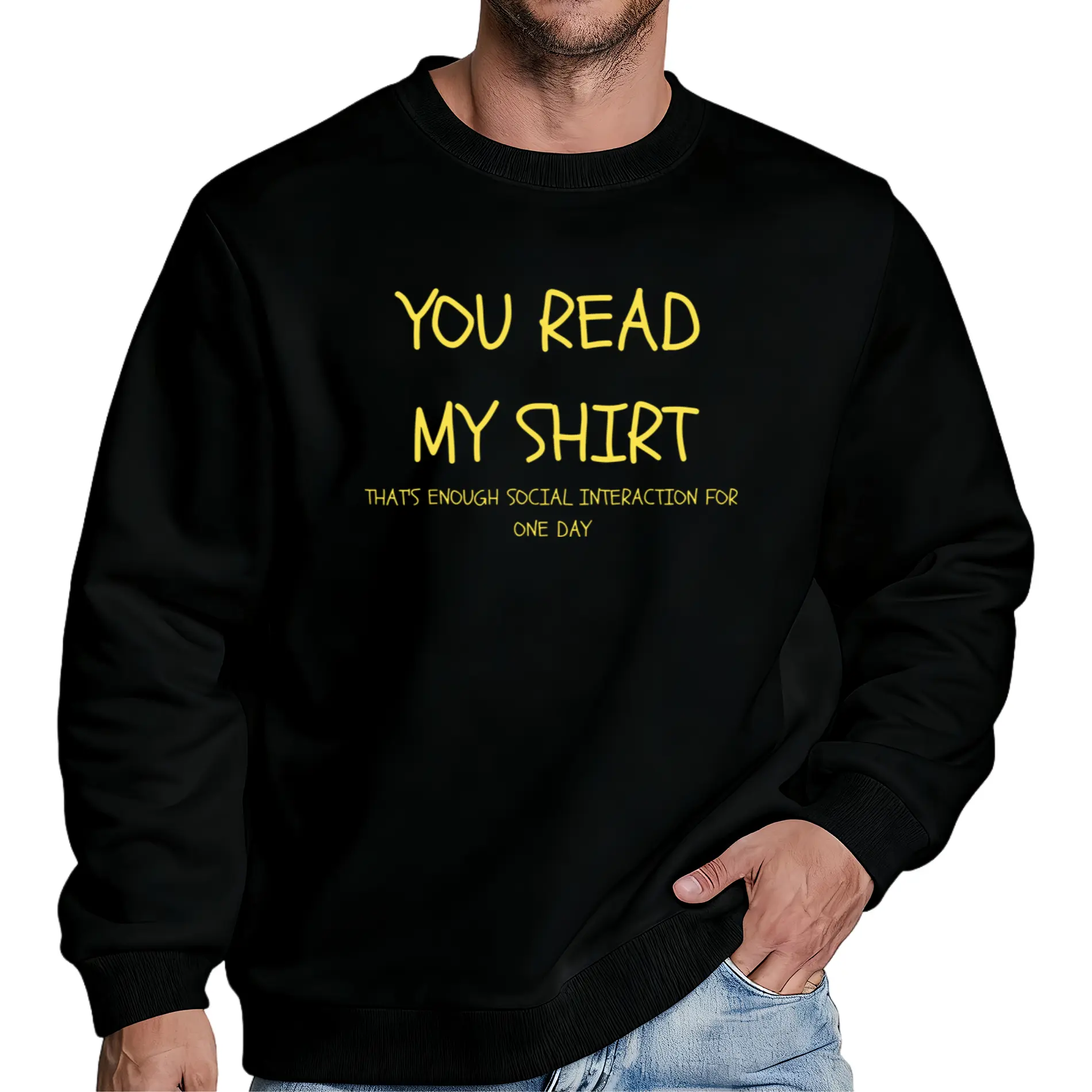 Funny Sarcastic Long Sleeve Sweatshirt for Men – Loose Fit Casual Top Perfect for Social Events and Party Gifts Classic Fabrics