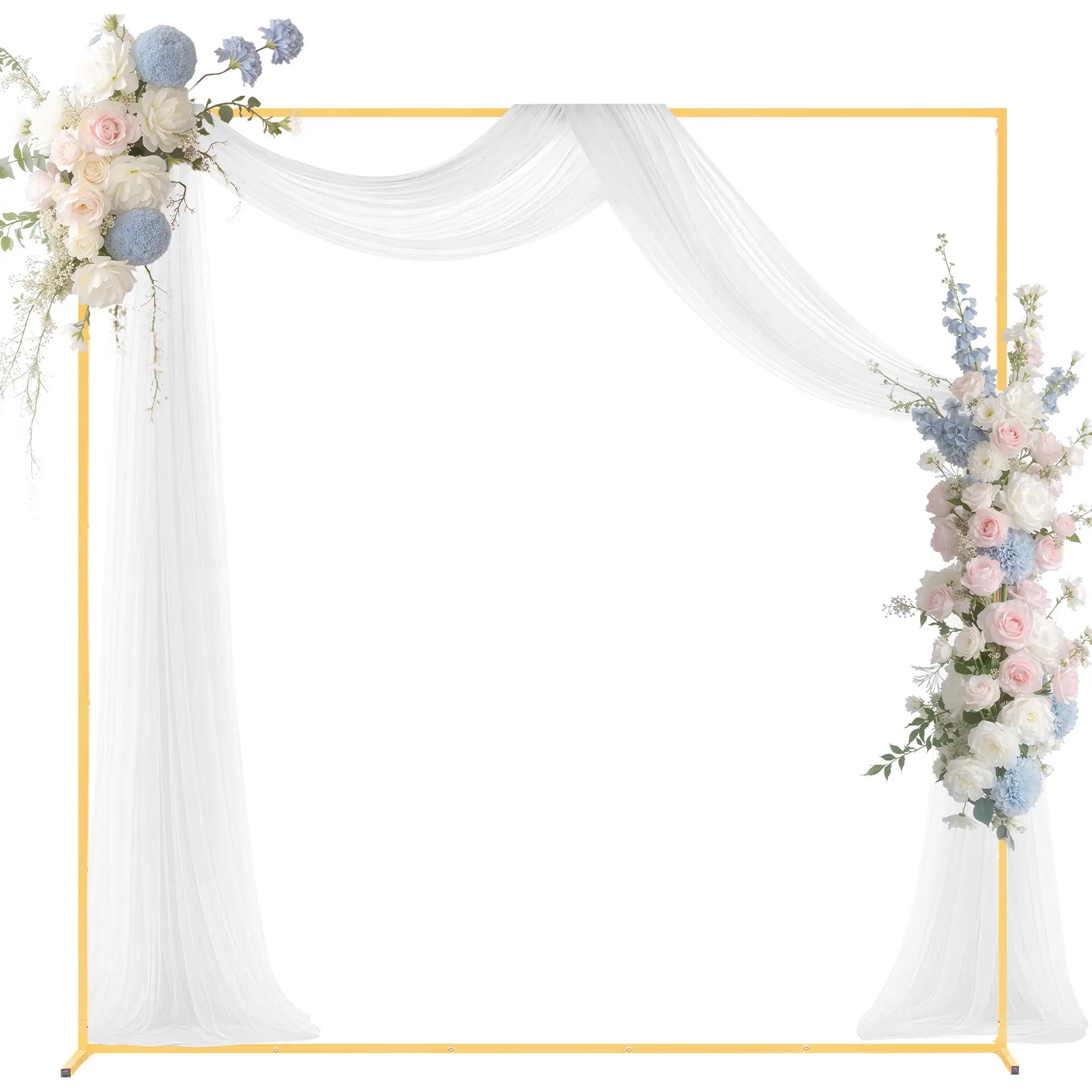 【SummerFinds】VEVOR Gold Metal Square Arch Backdrop Stand, 6.6x6.6 ft, Stable Structure, Easy Assembly, Father's Day Gift, Compatible with Flowers, Faux Flower Garland, String Lights, Ground-Mounted Metal Arch Festive Backdrops & Banners for Weddings, Deco