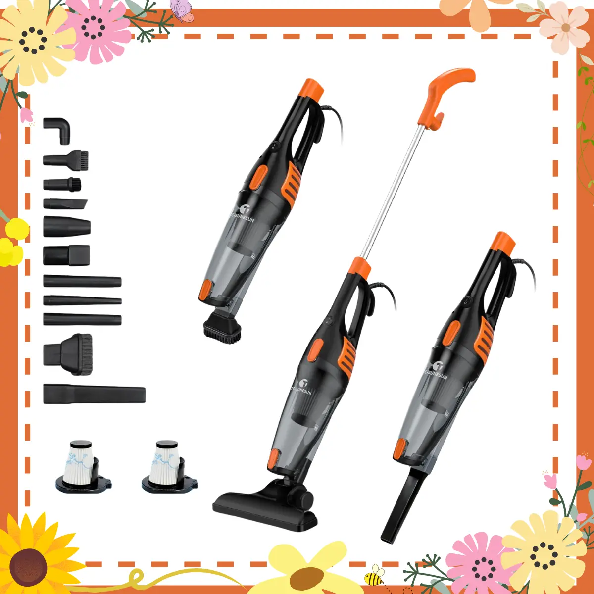 [SummerWins] Corded Vacuum Cleaner, 12 in 1 Multi-Function Ultra-Lightweight handheld Vacuum Cleaners for Home 15KPa Powerful Suction Stick Vacuum with Washable HEPA Filter for Home, Car, Pet Hair, Carpet and Hard Floor