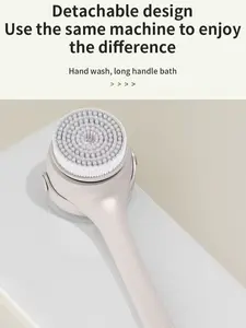 Electric Body Brush Back Scrubber for Shower, Waterproof Dual Handle Power Bath Scrubber with 3 Replaceable Heads, Rechargeable Body Brush with 2 Speed Settings for Deep Cleansing, Exfoliating, Massaging Skin, Personal Cleaning Tool