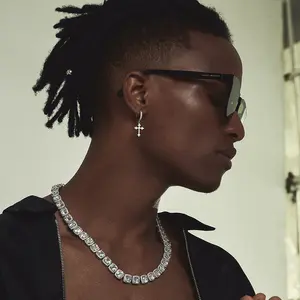 Unisex Geometry Asymmetric Earring For Women Simple Office Jewelry Findings Gift Fashion Trendy Accessories Creative And Men Cross Hoop Dangle Earrings 5A+ Cubic Zirconia Cartilage Hypoallergenic Sterling Silver Cross Dangle Drop Earrings For Men Women