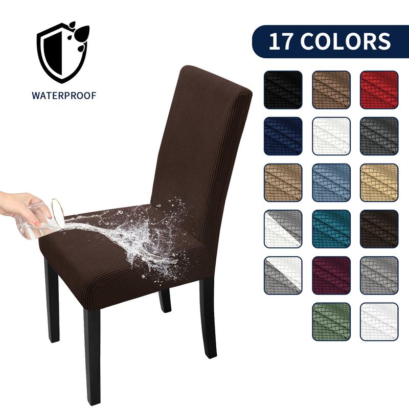 Easy-Going Waterproof Dining Room Chair Cover Set of 2, 4, 6, 8, Leakproof Stretch Jacquard Parson Chair Slipcover Removable Washable Chair Protector for Home, Restaurant, Banquet