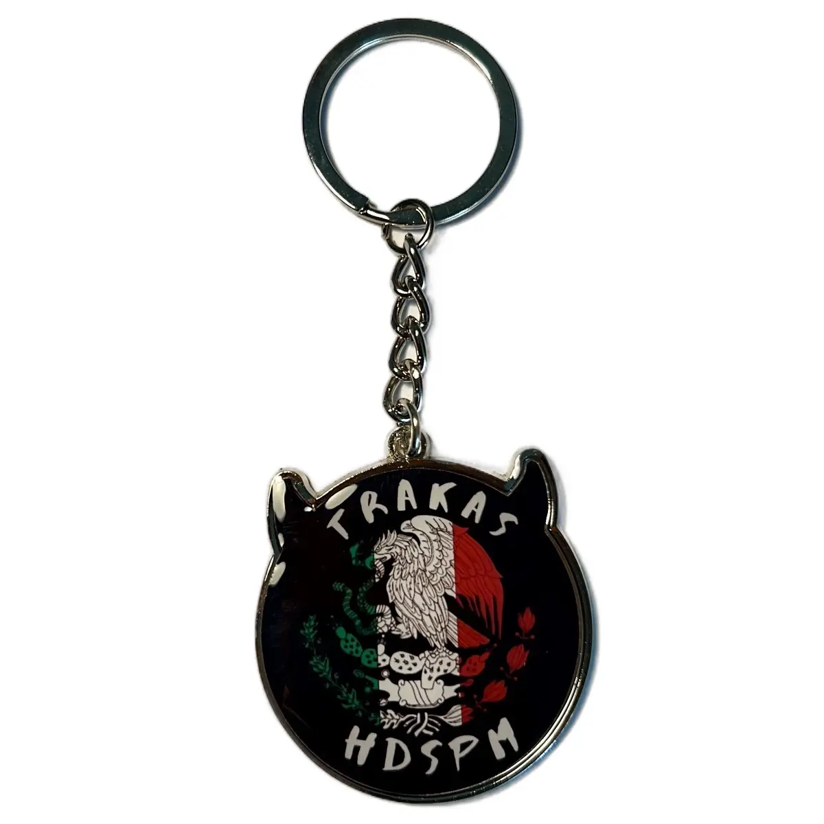 Trendy Metal Keychain Pendant with Mexican Emblem, Durable Trakas HDSPM Accessory for Keys and Backpacks, Meaningful Mexican Pride Gift, Trendy Hdspm Tag, Modern Edge For Daily Bags, Choking Hazard Small Parts, Fashion, Trakas Logo, Epoxy Finish