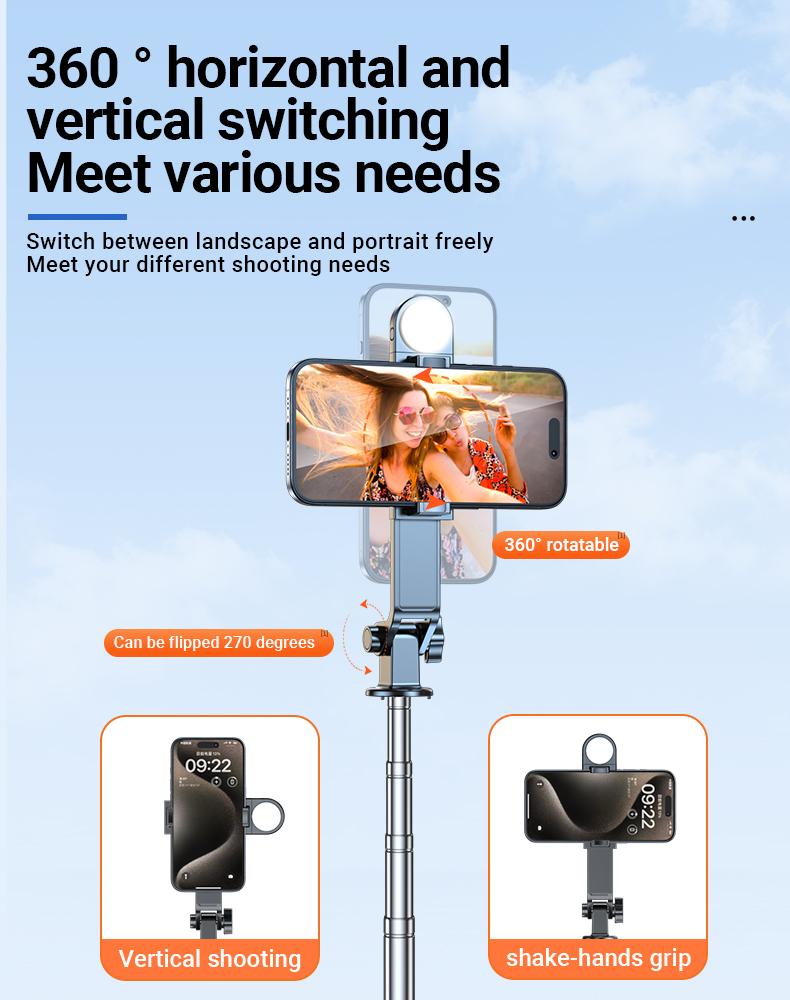 INFOJIFA 2026 New Multi-Function Selfie Stick, 1.8m Extendable Selfie Stick With Wireless Bluetooth Remote, 360° Rotation Design, Ideal For Vlogging, Compatible With IPhone 17/16/15/14 and Android Phones.