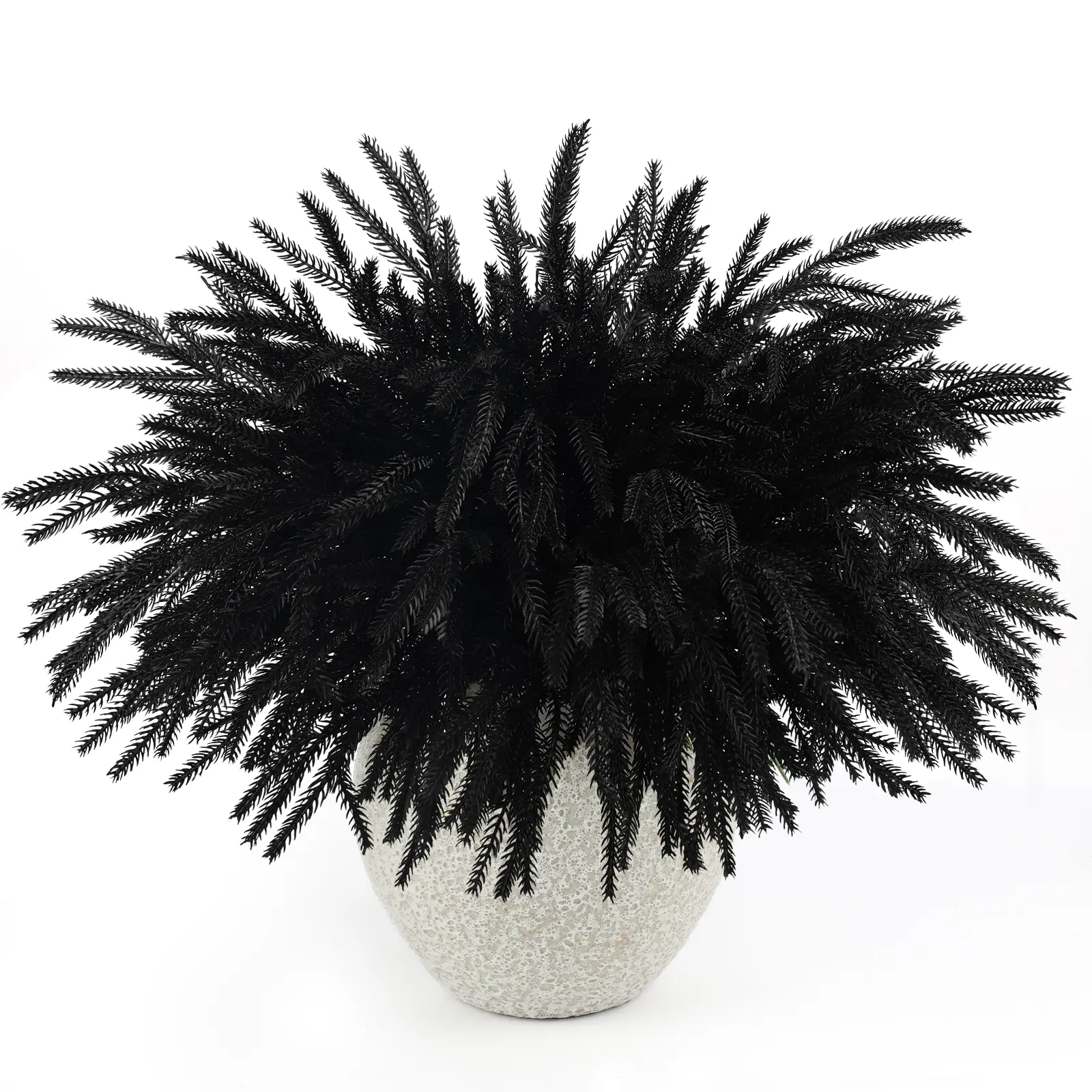 HIAGROW 12 PCS 24" Black Artificial Norfolk Pine Stems – Faux Black Pine Branches for Halloween Decor, Wreath Making, DIY Crafts & Home Decoration