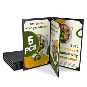 Yescom 5 Pack Menu Covers 8.5"x14" 4 Views Faux Leather Cafe Restaurant Bars
