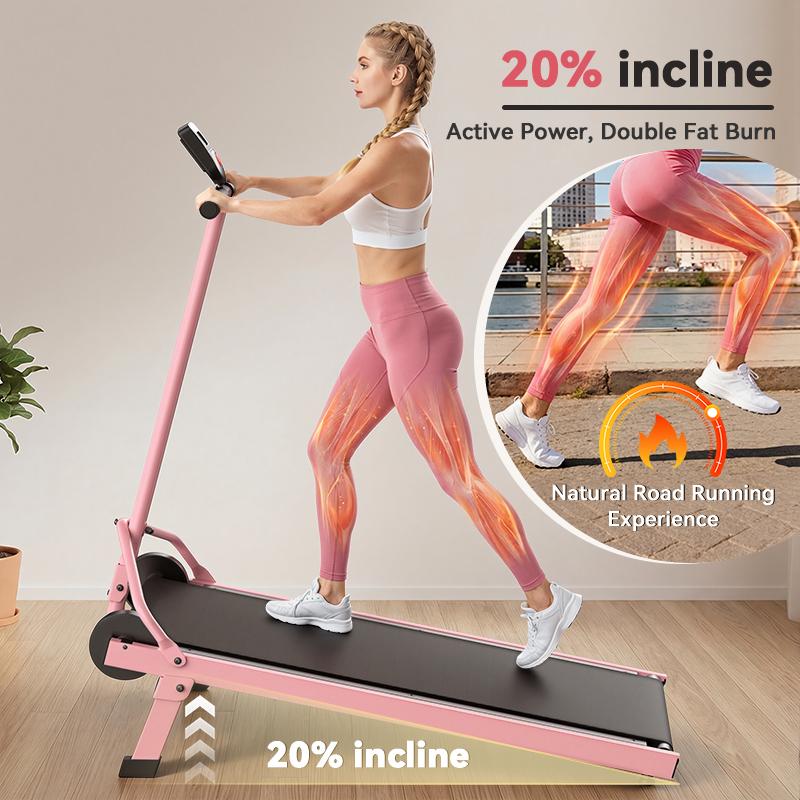 【ValentineTok Haul】ANCHEER Manual Green Fitness Treadmill with 20% Incline and 30% More Calorie Burn, Whole Family Low-Impact Exercise Machine with 350LBS Capacity, Handle Bar with LED Disply, Real Road Running Experience for Home and Outdoor Exercise