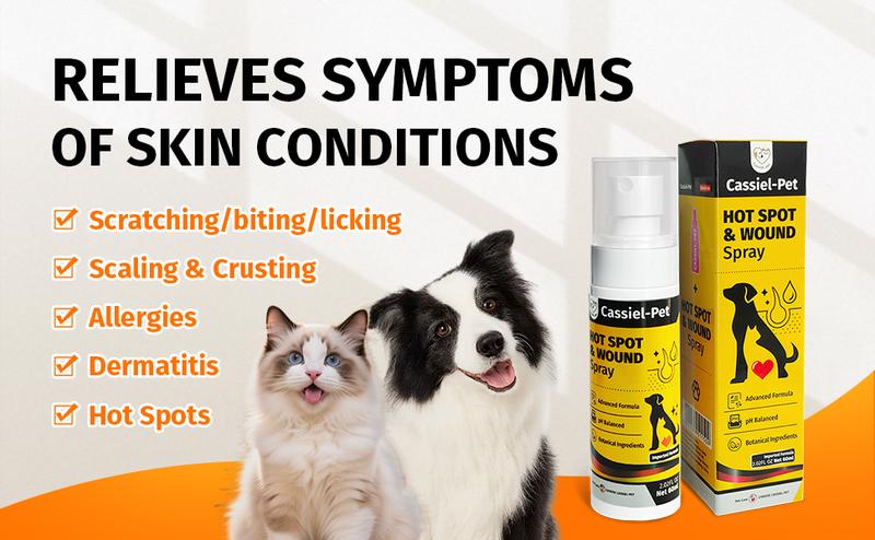 Cassiel Pet HOT SPOT&WOUND Spray,Pet Skin Sprays for Dogs&Cats-Nature Soothing Spray for Clean and Soft Skin,Reduces Itchy Scratching,Packaging upgrade