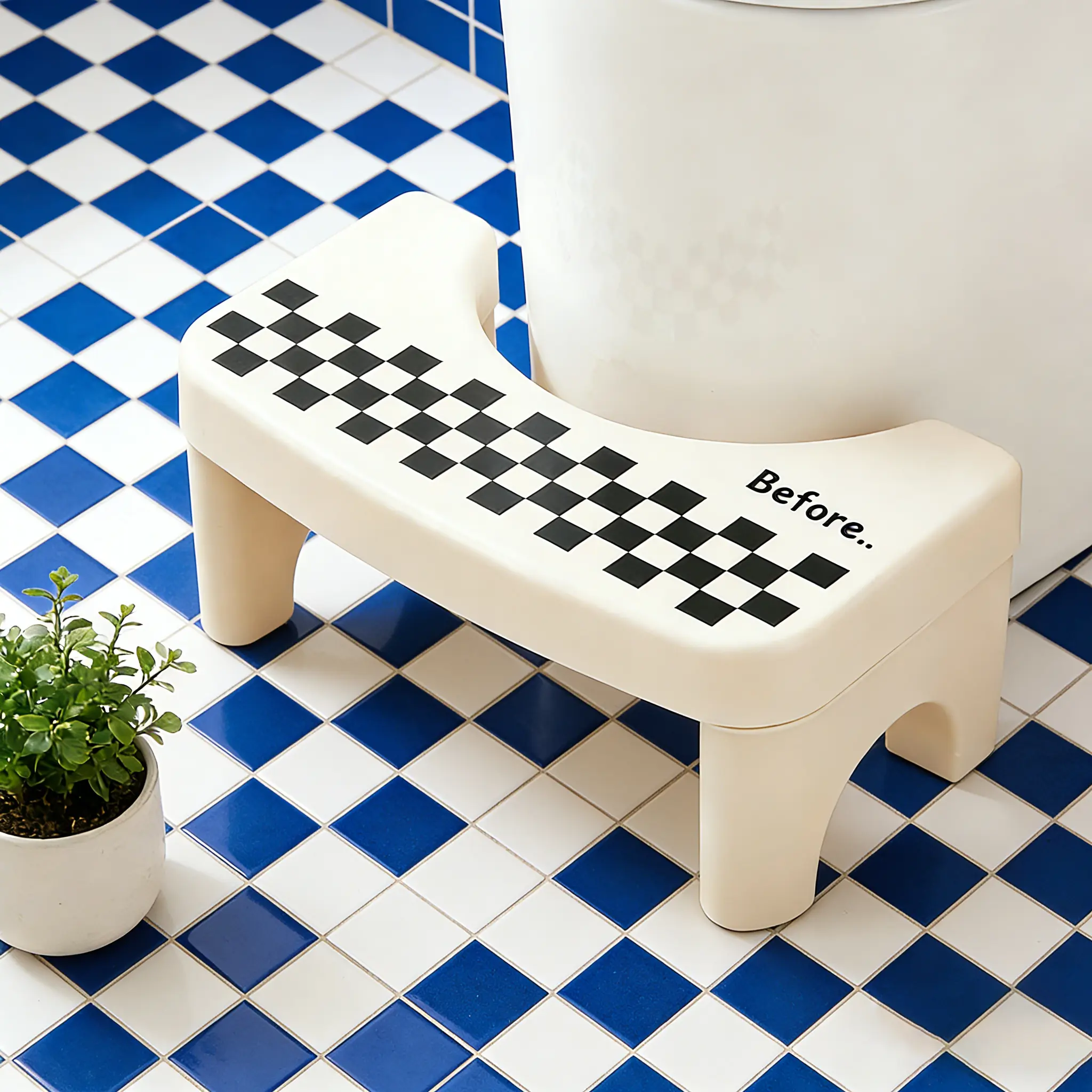 Adult Bathroom Toilet Stool, 1 Plastic Portable Footstool, Bathroom Non-slip Toilet Auxiliary Step Stool FathersDayGift