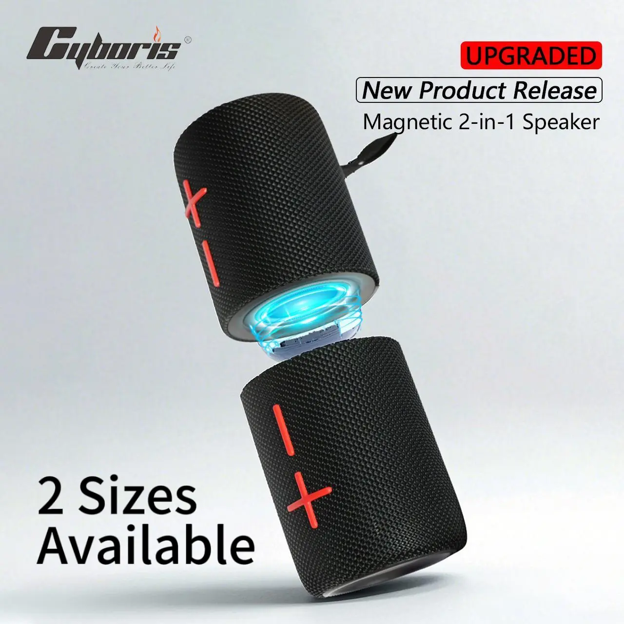 Cyboris Magnetic-Twist 2-in-1 Compact Wireless Bluetooth Speaker - 20W/40W with Subwoofer, Bluetooth 5.3, Water Proof Gadget for Travel, Outside Speakers, Black (SummerWins DealsForYouDays), Sound System, Gifts For Him, Outdoor Gadgets, Cool Tech Gadgets