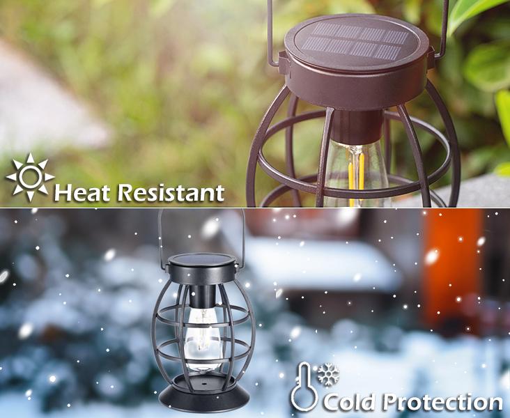 LeiDrail Hanging Solar Lanterns for Outdoor Decor, 2-Pack Metal LED Waterproof Lights