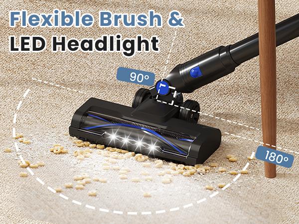 3-in-1 Cordless Stick Vacuum Cleaner, Lightweight with LED Headlight, 10KPa Suction for Carpet, Hard Floor and Pet Hair, Black Blue