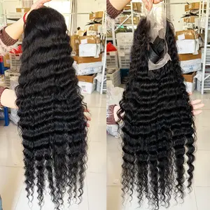 Bling Hair Deep Wave Lace Front Wigs Human Hair 13x4 13x6 HD Transparent Lace Frontal Curly Wigs for Women 180% Density Glueless Wigs Human Hair Pre Plucked with Baby Hair Natural Color