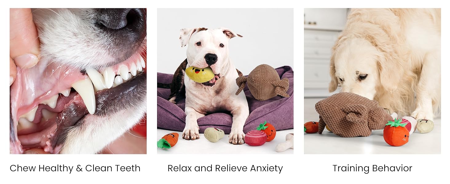 Nocciola 7-in-1 Thanksgiving Turkey Dog Toy,Big Turkey Puzzle Toy with 6 Squeaky Veggie Plush Toy, Interactive Enrichment Dog Toys for All Breeds