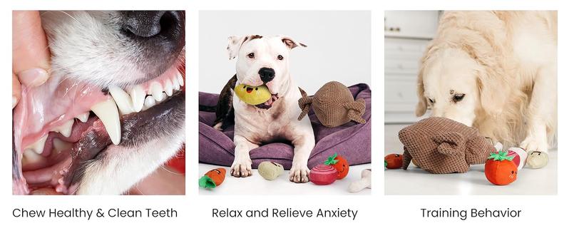 Nocciola 7-in-1 Thanksgiving Turkey Dog Toy,Big Turkey Puzzle Toy with 6 Squeaky Veggie Plush Toy, Interactive Enrichment Dog Toys for All Breeds