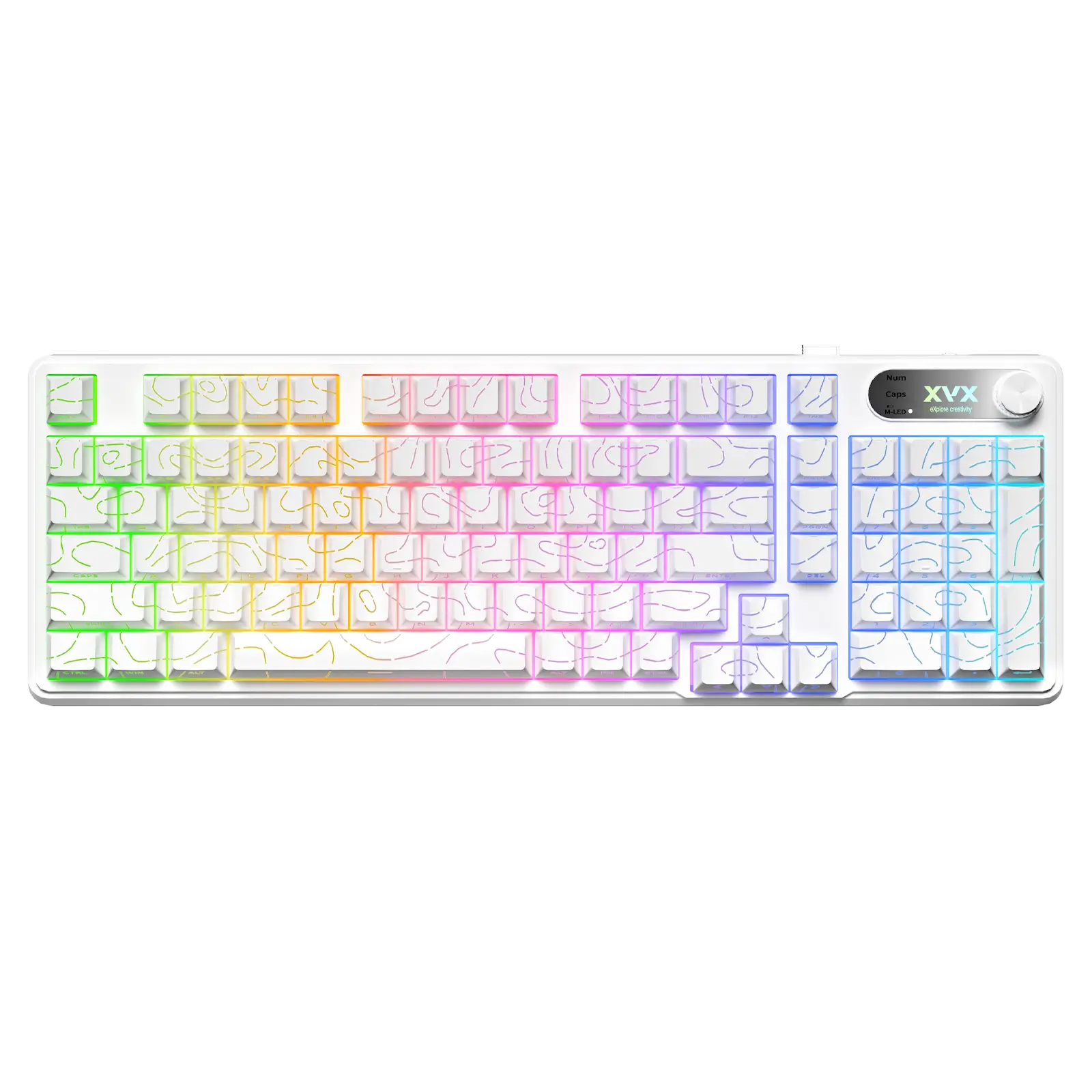 XVX K98 Silent Key Tri-Mode/Wireless Keyboard with Topography pattern ...