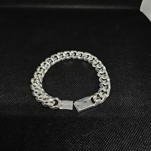 Bold Diamond Cut Cuban Link Silver Bracelet for Men