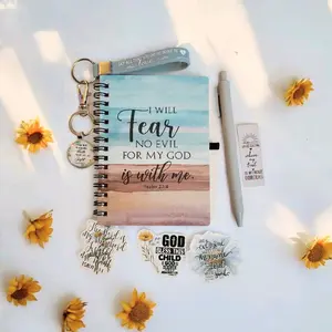 God is with me Buddle Notebook with Bookmark Keychain Keyring Inspirational Psalm 23:4 Design for Daily Devotions