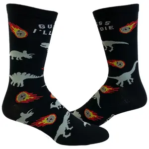 Men's Guess I'll Die Socks Funny Dinosaur Extinction Meteor Graphic Novelty Footwear Funny Graphic Socks Comfortable Fitted Spandex Cotton