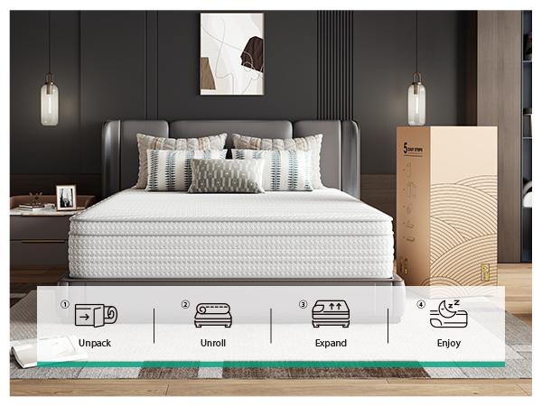 Fiberglass-Free Full/Queen/King Hybrid Mattress -6/8/10/12/14 Inch-Perfect Balance of Softness & Firmness: High-Quality Mattress for All Sleepers & Body Alignment-Motion Isolation Mattress.Holiday Haul