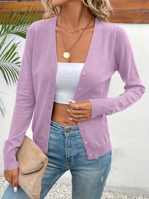 Viral Alert! Women's V-Neck Button-Down Cardigan - Soft Knit Casual Layering Top for Fall Winter