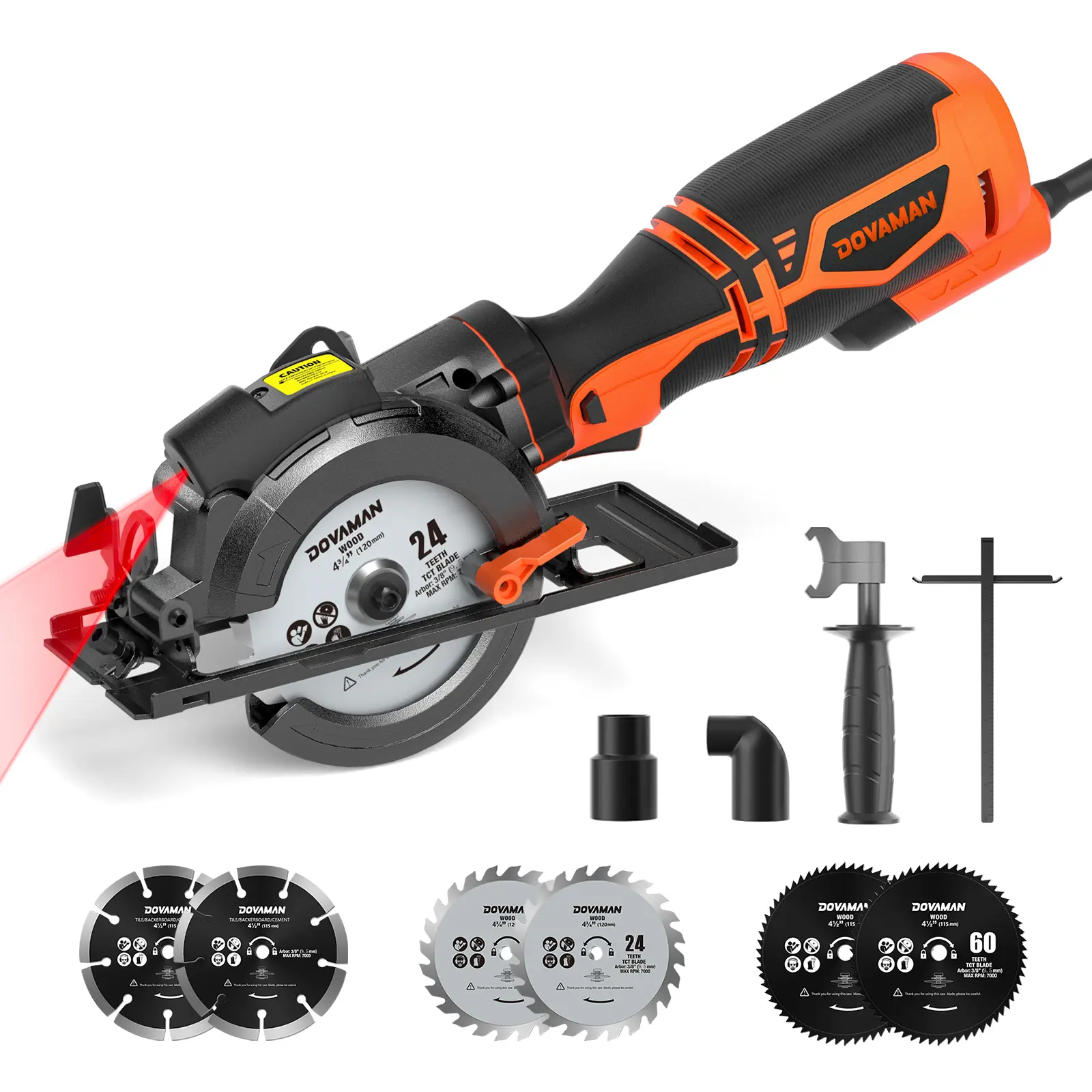 #sohochic DOVAMAN Circular Saw, 5.8A 4-1/2" w/Laser, Auxiliary Handle, 6 Saw Blades(4½", 4¾") Max Cutting Depth 1-11/16", Wood, Soft Metal, Plastic, Tile-MCS01A,#Summervibes Concrete Cutter Saw Power Tools