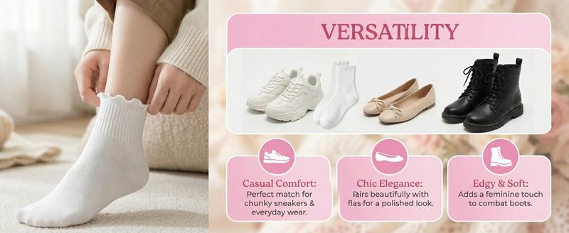 Ruffle Ankle Socks Lettuce Edge Crew Socks(gift) Ruffle Ankle Socks Lettuce Edge Crew Socks(gift)