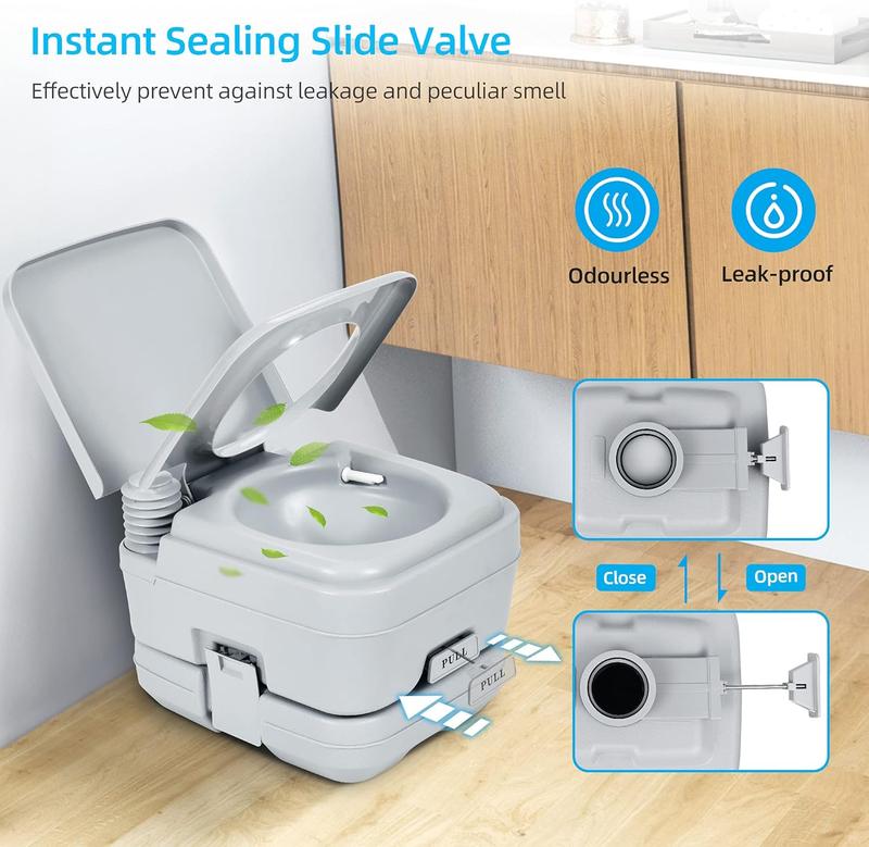 YITAMOTOR 2.6 Gallon Portable Toilet Camping Porta Potty RV Toilet with Powerful Flush Pump Odor-Sealing Slide Valve Leakproof for Adults Hiking Outdoors Travel
