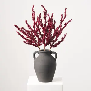 Dark Burgundy Red Waterproof Winter Berry Branch Spray - 28"