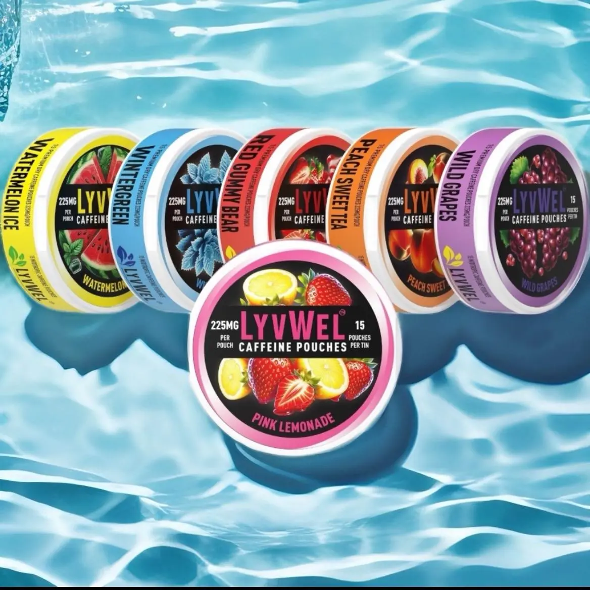 225mg Variety 5-Pack Energy Pouches - Watermelon, Pink Lemonade, Red Gummy Bear, Wild Grape, Wintergreen - Beverage, Sport drink Energy Drink Sugar-Free Caffeine Nootropic, Caffeine Energy Boost, Stick-Pack Caffeinated Energy Beverages
