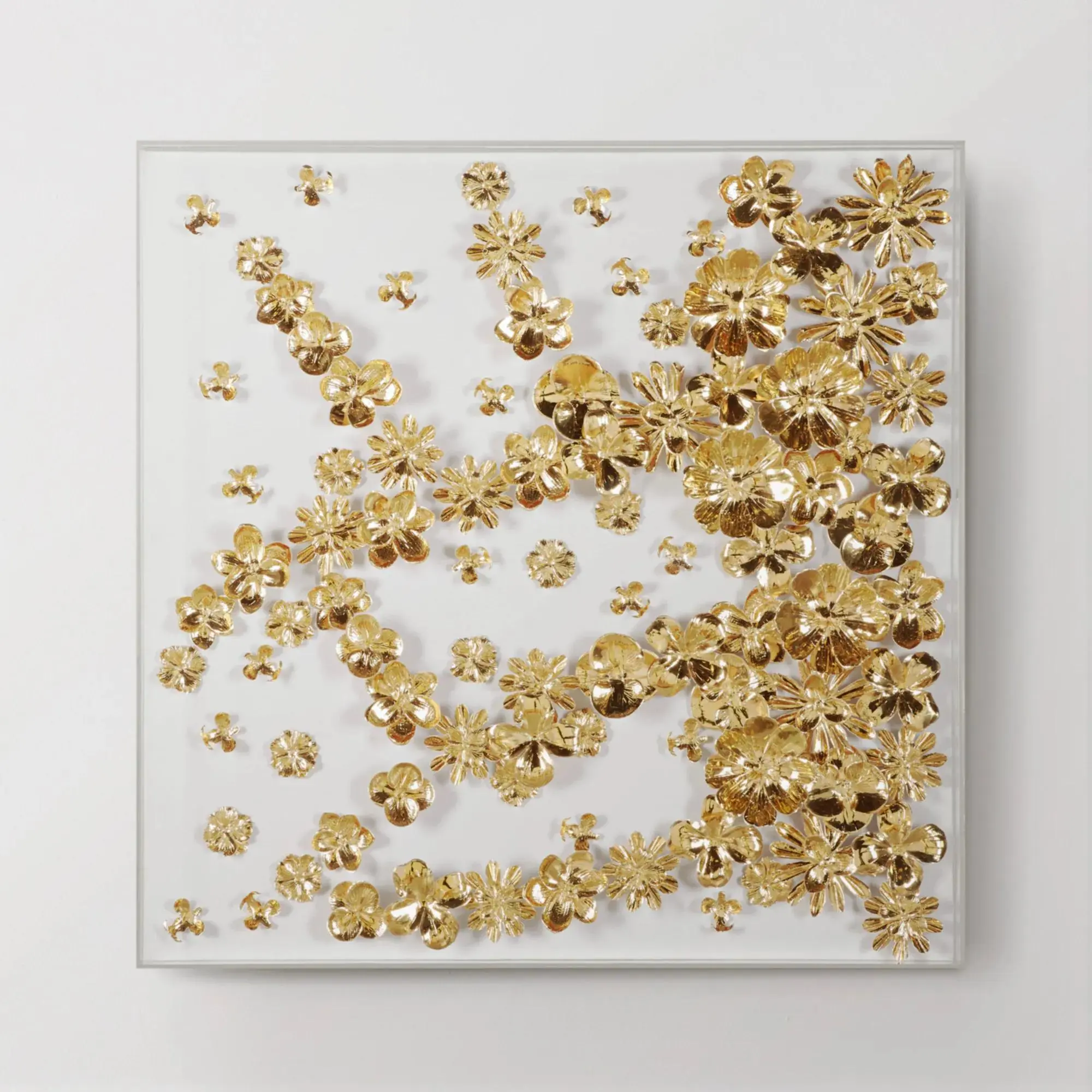 Z Gallerie Gold Linen Acrylic Flower Print Wall Art - Modern Botanical Glam Artwork, Artistic House Decor, Chic Accent Wall Piece for Living Room, Designer-Inspired Posters & Prints, Home Inspo Embellished Decor